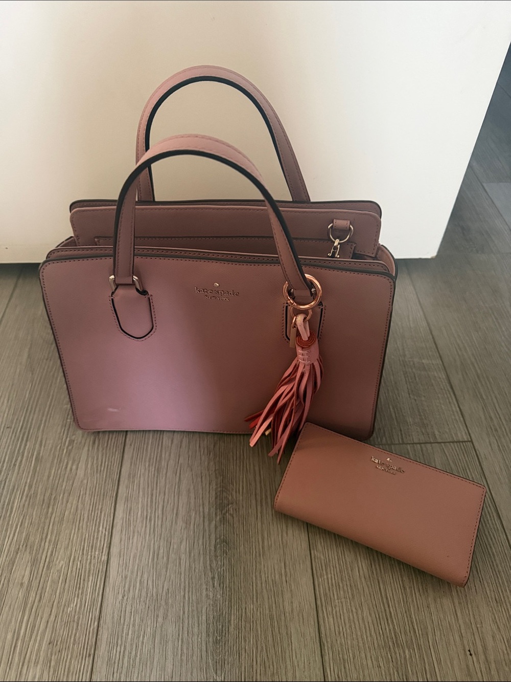 Kate Spade Dusty Rose Leather Purse + Wallet Set